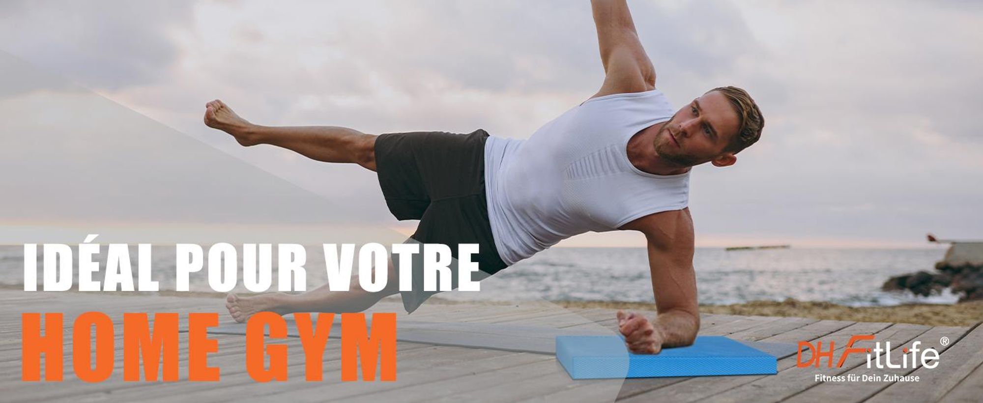 DH FitLife Balance pad XL, coussin d’équilibre fitness, entraînement stabilité et coordination, surface antidérapante, mousse TPE, bleu