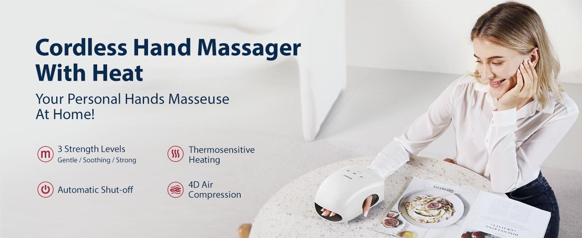 Kabelloses Handmassagegerät mit Wärme, Luftdruck- und Kompressionsmassage für Hände und Handgelenke