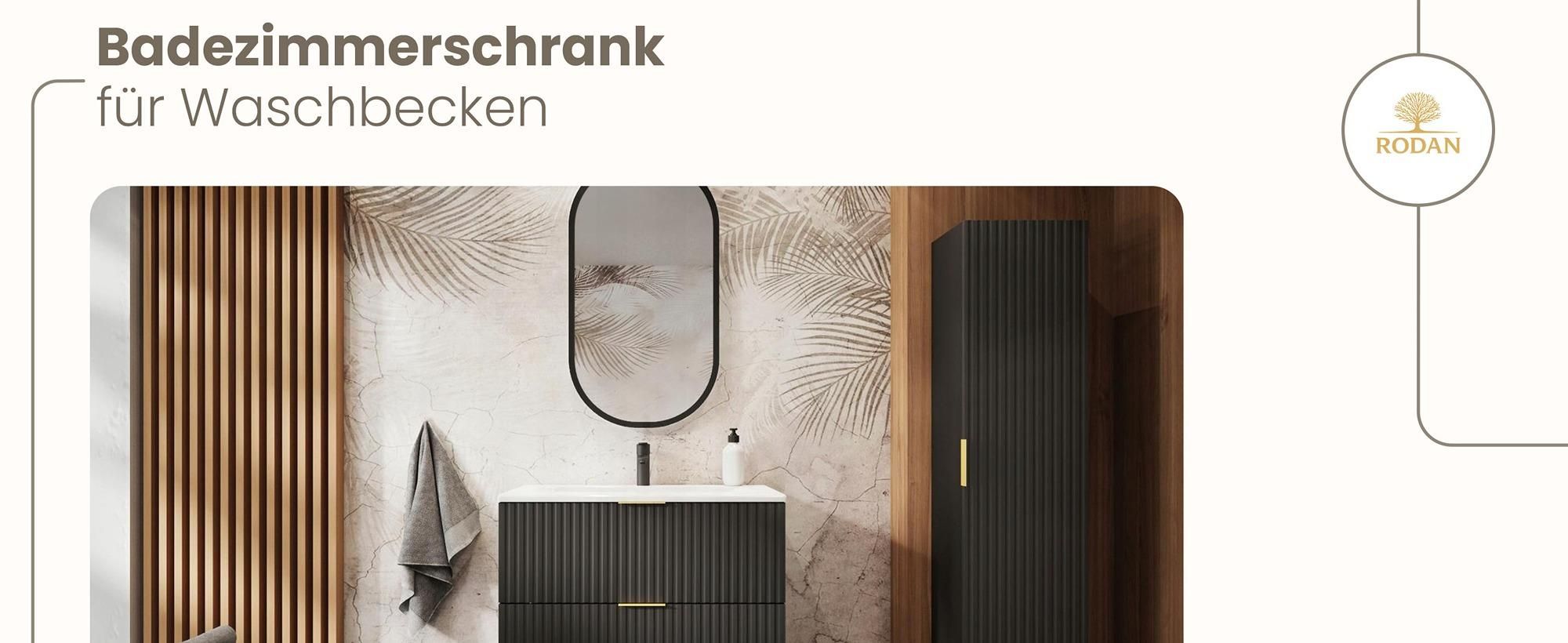 Badmöbel, Waschbeckenunterschrank, Badezimmerschränke, RODAN, Badschrank, Waschbecken, Bad