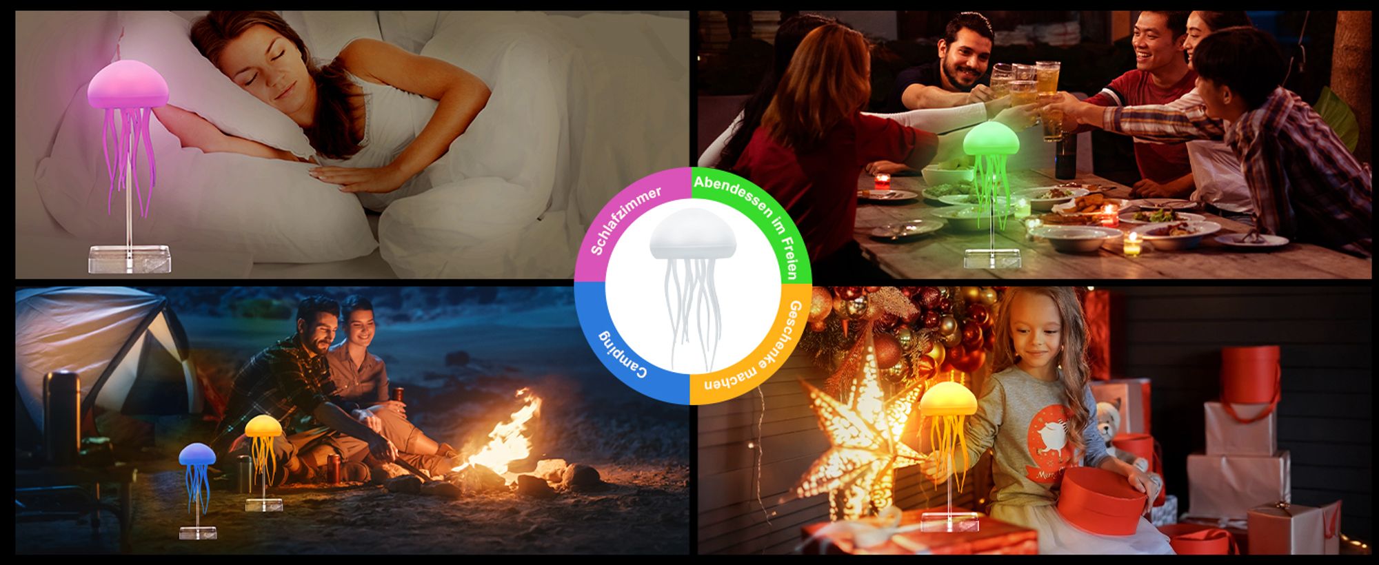 Quallen Lampe, LED Jellyfish Lamp Quallenlampe Intelligente Tentakel Qualle Lampe, Sprachgesteuerte RGB Jellyfish Licht Voller Farbverlauf Quallen