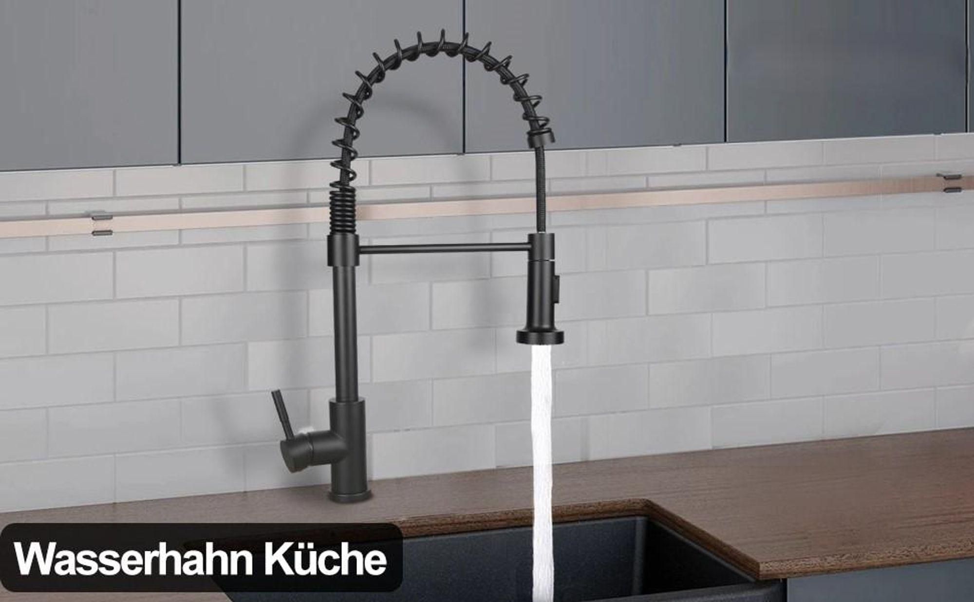 Rubinetto da cucina ZMH miscelatore ad alta pressione per cucina - rubinetto con doccia miscelatore estraibile in acciaio inox miscelatore girevole a 360° per lavello con molla a spirale - nichel spazzolato