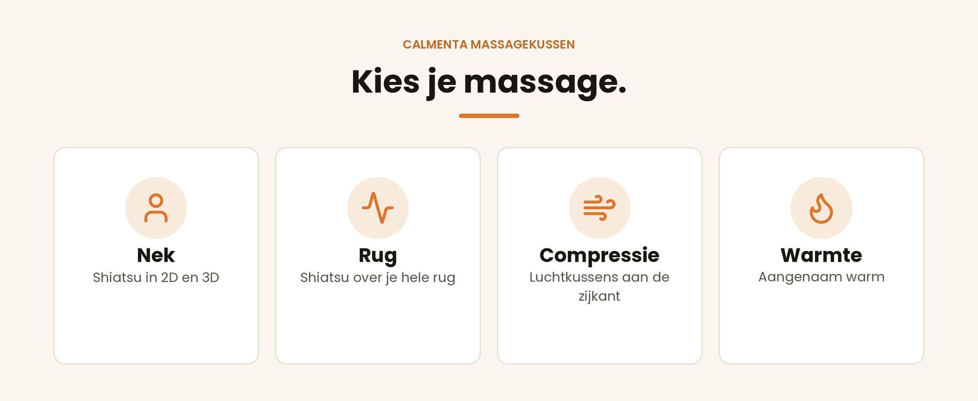 Massages van het Calmenta massagekussen: nek, rug, compressie en warmte