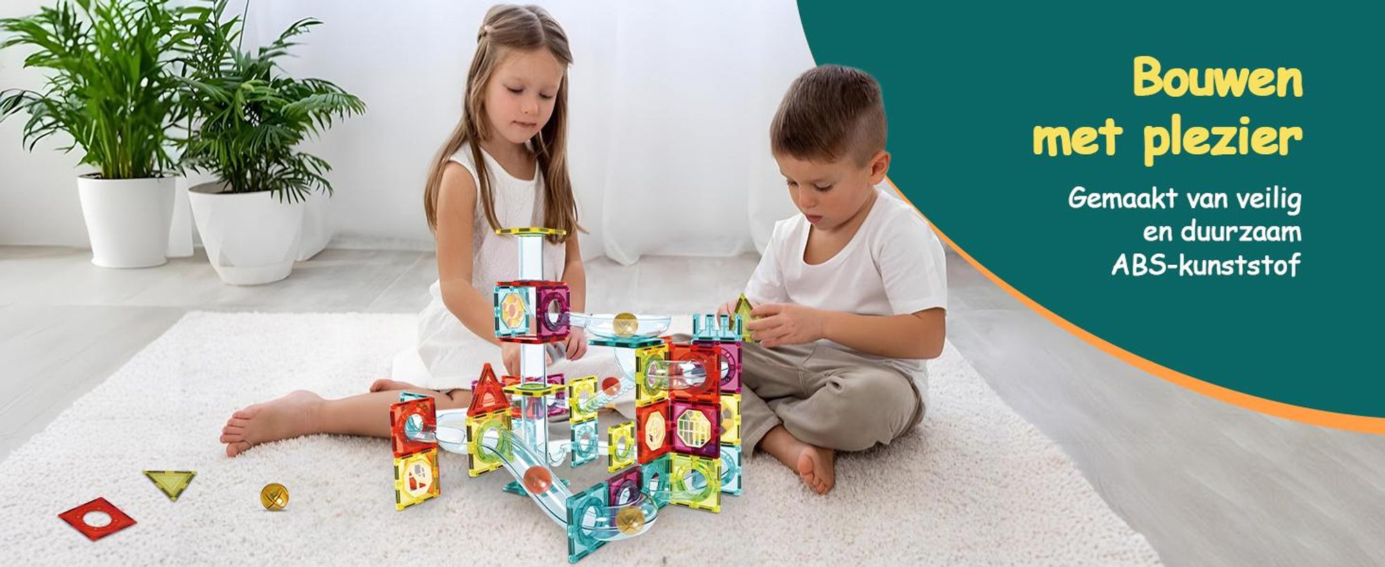 Olvy Magnetische Bouwstenen, 100 stuks – Magnetische knikkerbaan en constructiespeelgoed voor kinderen, geschikt voor STEM- en Montessori-methoden, compatibel met Magna en Connetix