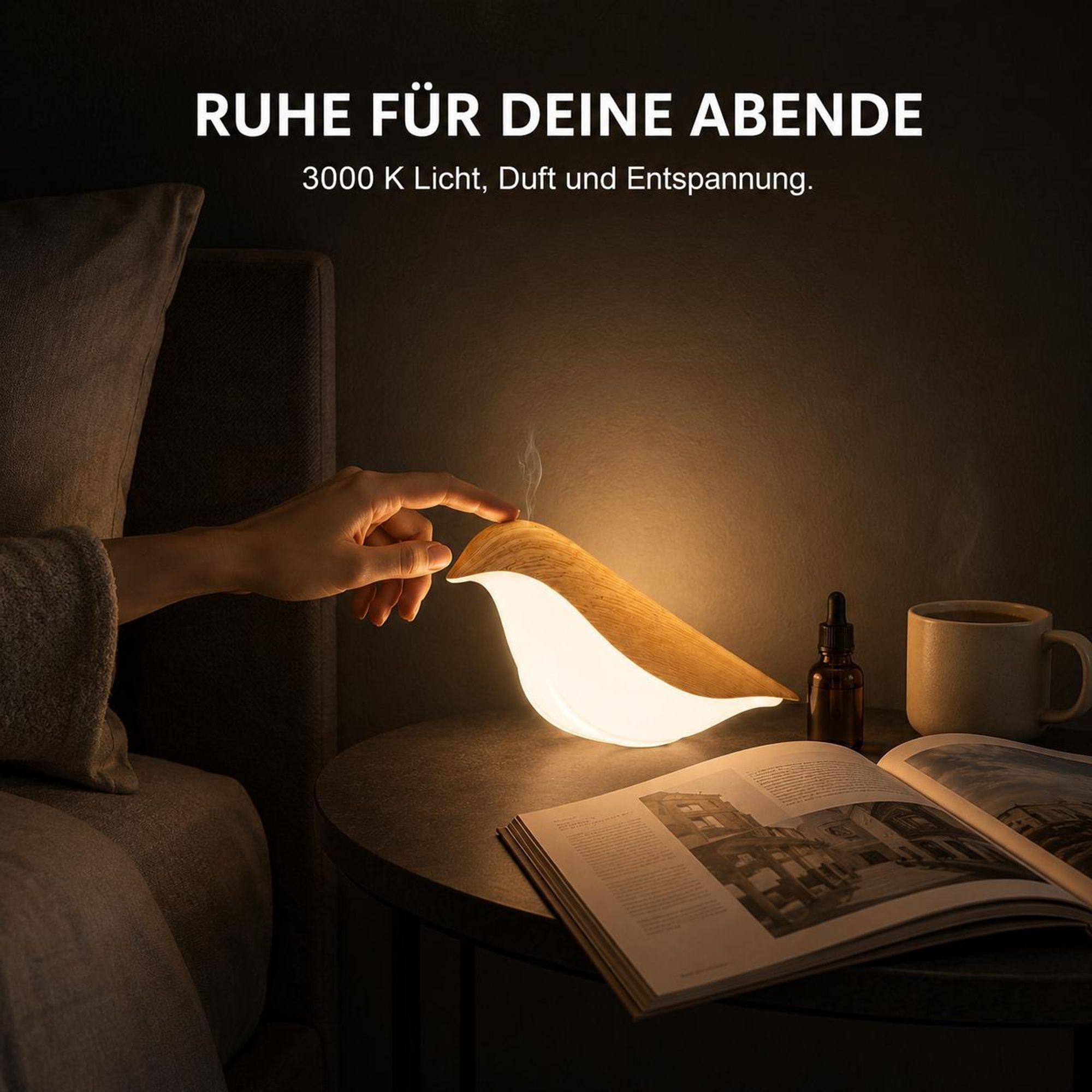 Nachtlicht USB Vogel Lampe kabellos Akku Nachttisch Lampe Touch Dimmbar Wippe Basis Abnehmbar Led Tischlampe für Schlafzimmer Balkon Geschenke Deko