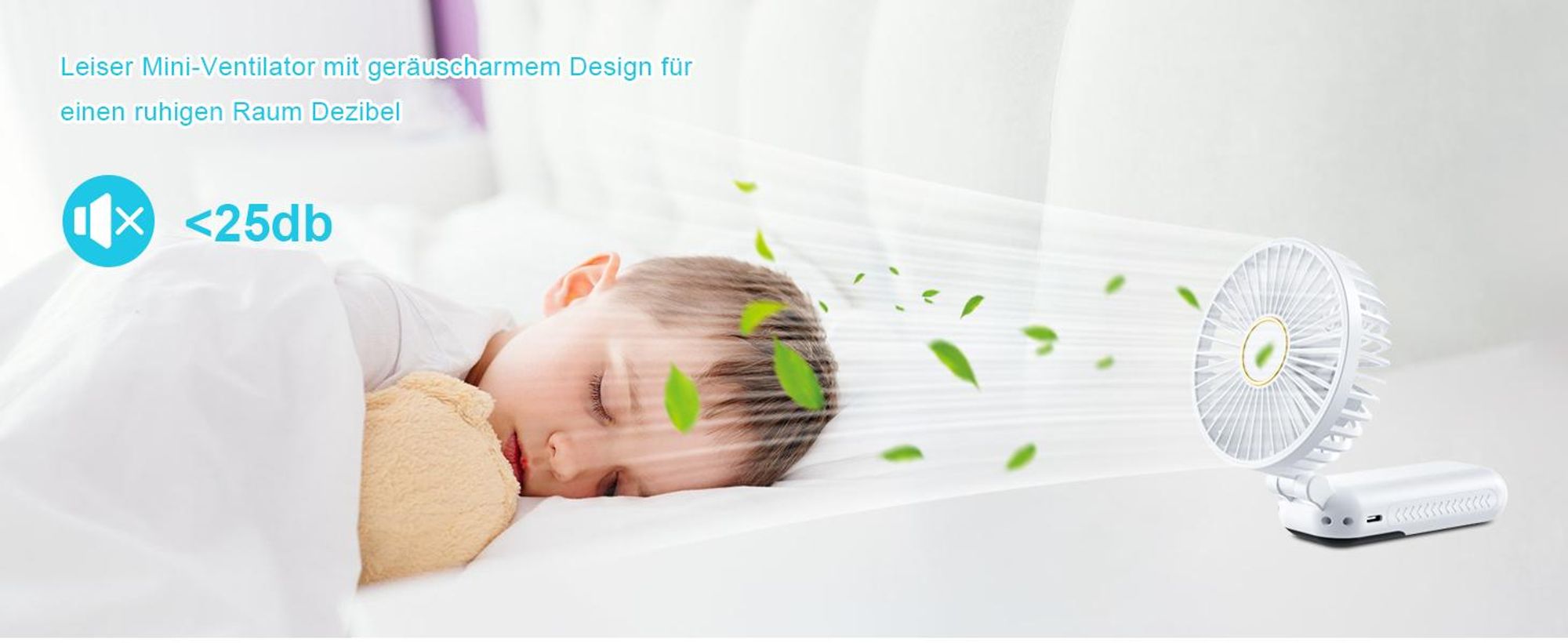 Handventilator, Tragbarer Leise Mini Ventilator, Wiederaufladbar USB Ventilator, Klein Taschenventilator Mit 5 Geschwindigkeitsstufen Digitalanzeige