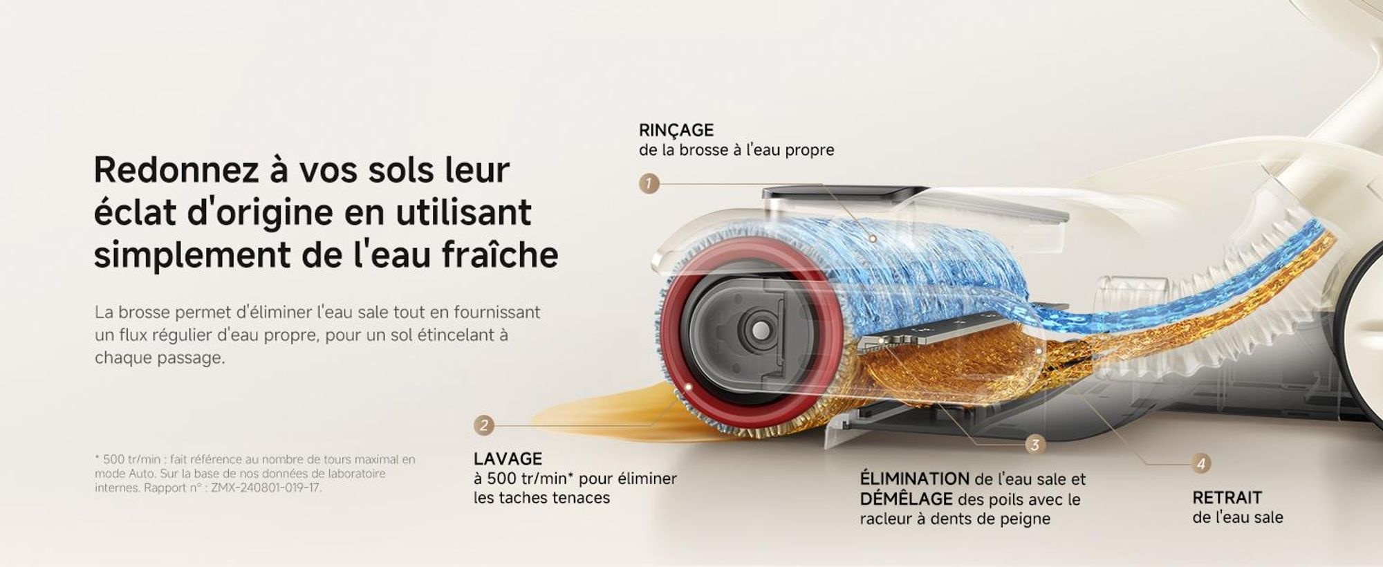 MOVA K30 Mix aspirateur laveur 18 000 Pa, plat 180°, brosses double rotation, nettoyage des bords, séchage air chaud, léger, 30 min autonomie