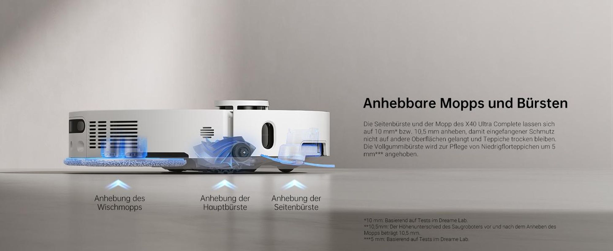 Dreame X40 Ultra Complete Saugroboter mit Wischfunktion,12000Pa Saugkraft,70℃ Wischmopp,selbstreinigend,Automatische Entleerung＆Fill,Drehen und Heben