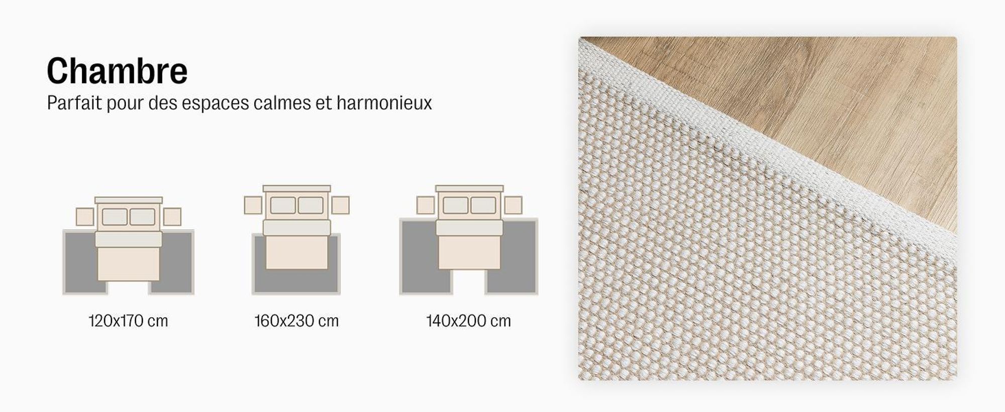 benuta tapis de salon tapis en coton Ron Crème 120x170 cm tapis de salon à coton rectangulaire