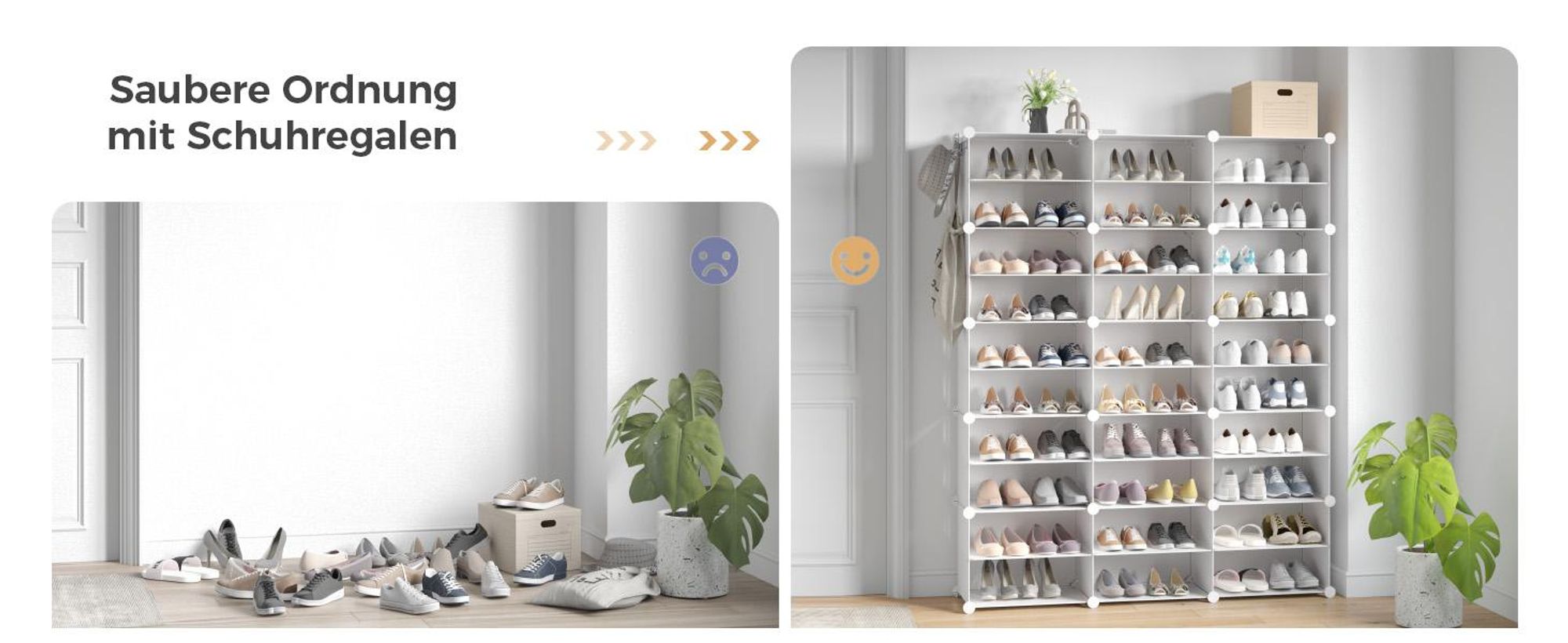 Mondeer Schuhregal Schuhschrank mit Tür, Staub- und Wasserabweisend, für 30-60 Paar Schuhe Weiß