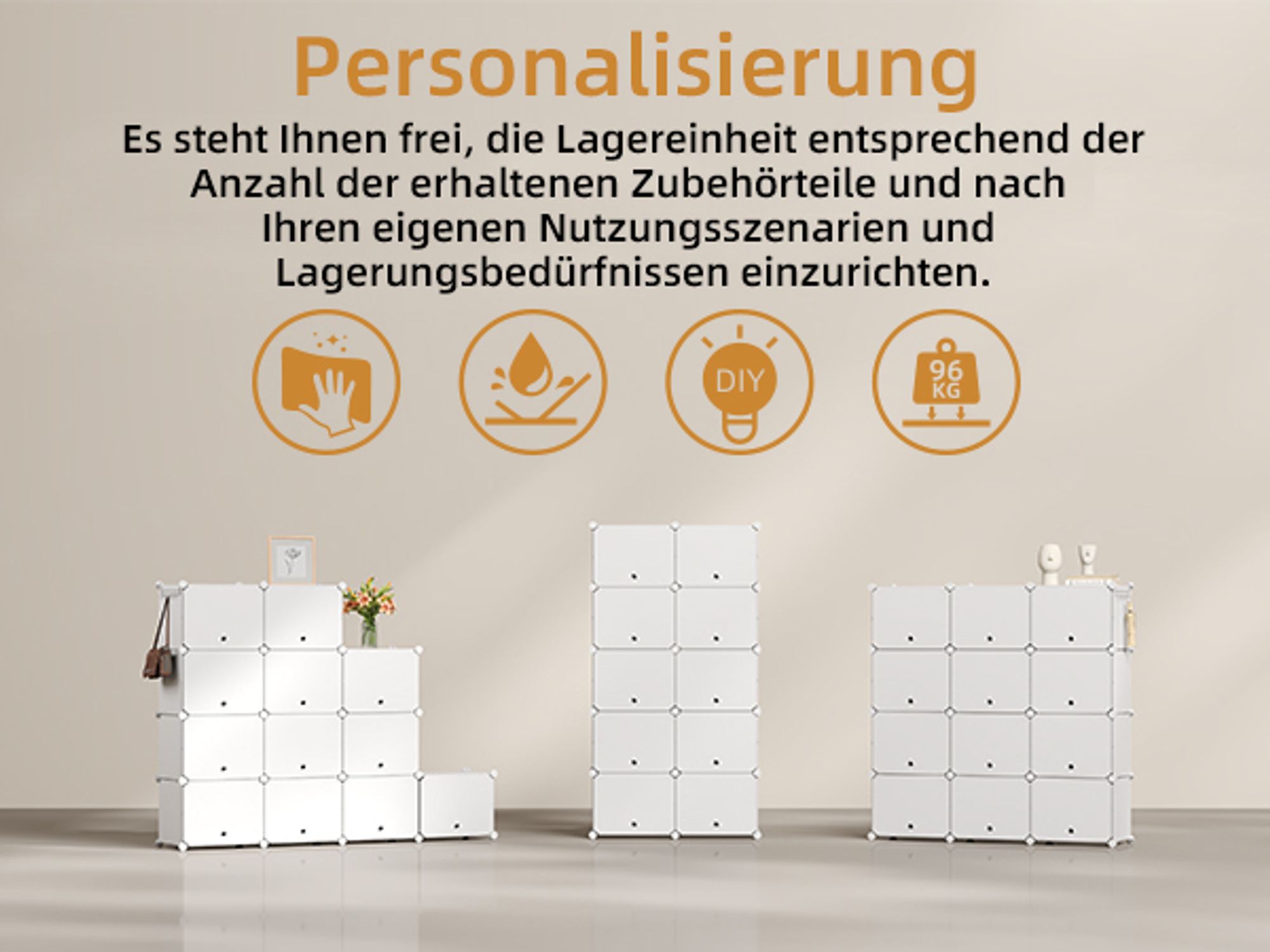 Mondeer DIY Schuhschrank 3x7 Stufiger Kunststoff-Schuhregal Modular Schuhaufbewahrung mit Tür für 42 Paar Schuhe Platzsparend für Flur Weiß