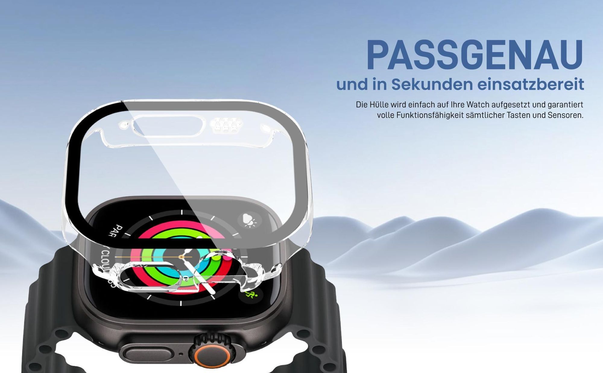 Graue Smartwatch Hülle für Apple Watch Ultra Series 1 / 2 / 3 49 mm Gehäuse- und Displayschutz