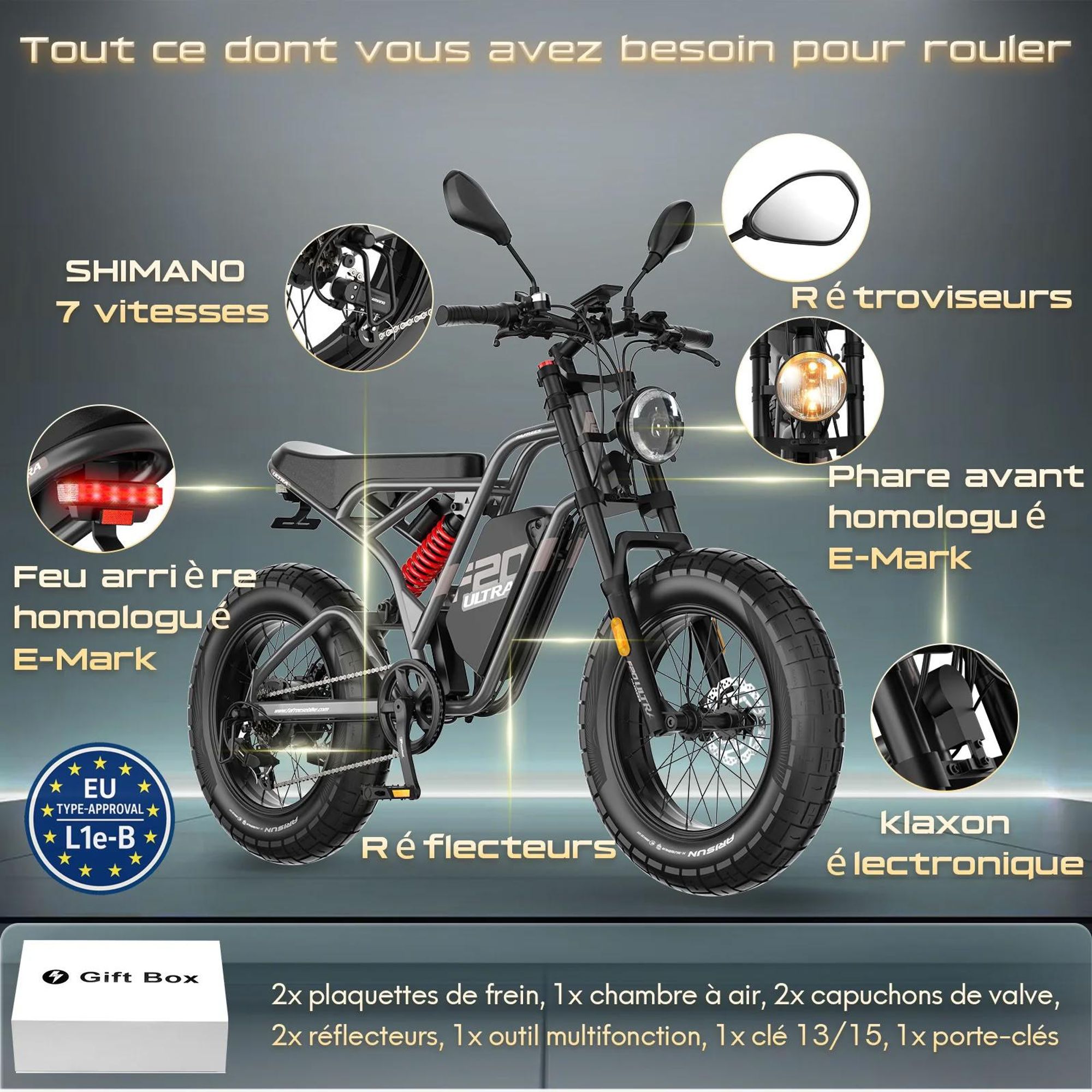Vélo électrique FAFREES F20 Ultra (Homologation UE L1e-B) - batterie 48V25Ah pneu large 20 pouces freins mécaniques - Vert