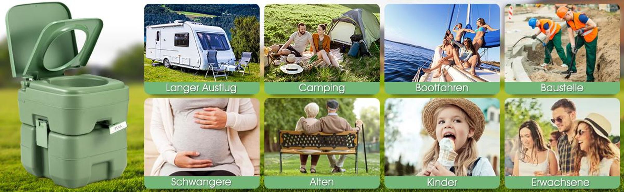 COSTWAY Camping Toilet Portable Travel Toilet, 200 kg COSTWAY Camping Toilet Portable Travel Toilet, 200 kg