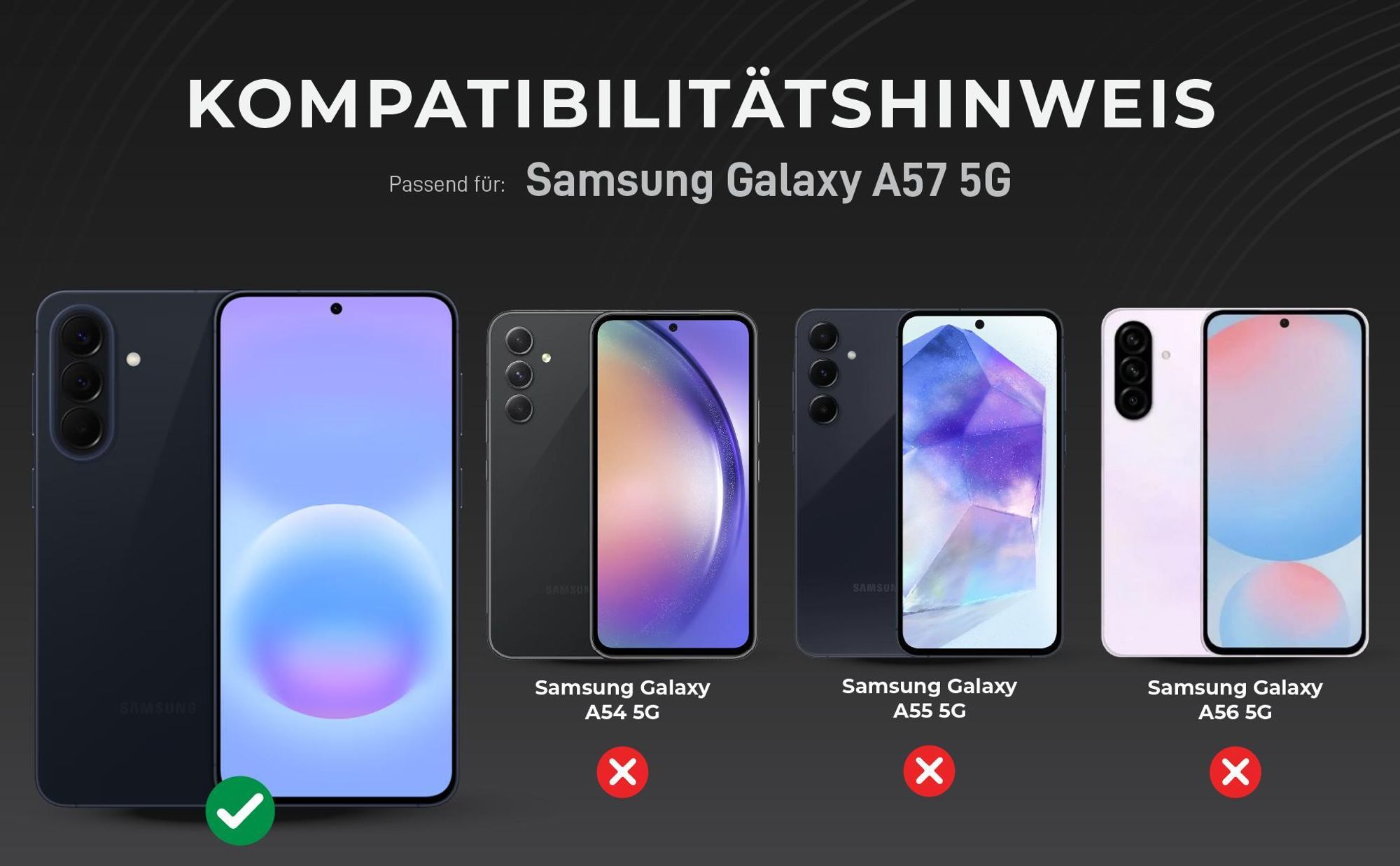 Kompatibilitätshinweise Kameraglas für Samsung Galaxy A57 5G