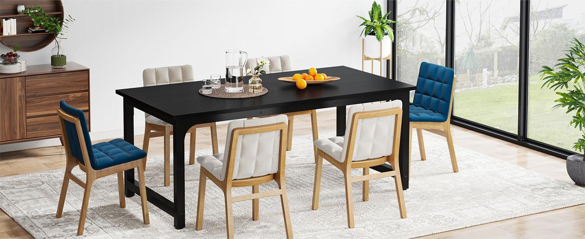 Tribesigns Esstisch, industrieller Küchentisch für 4–6 Personen, rechteckiger Esstisch für Esszimmer, Küche, Wohnzimmer, mit robusten Metallbeinen