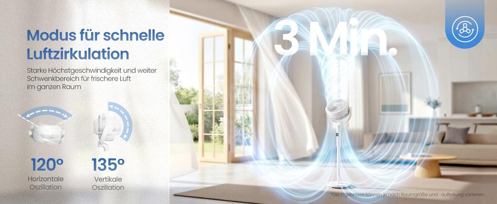 SONGMICS Standventilator mit Fernbedienung, höhenverstellbar, 15 Geschwindigkeiten, Oszillation, Timer, leise, weiß