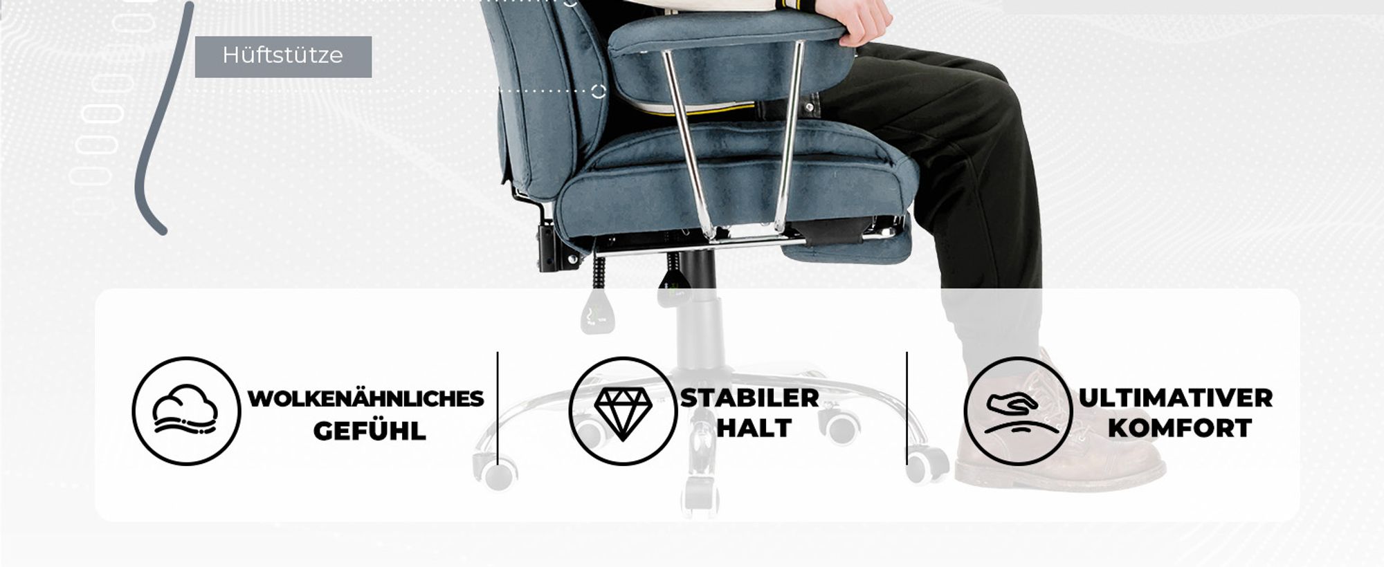 GTPLAYER Gaming Stuhl, Gamer Stuhl, Ergonomischer Bürostuhl mit Fußstütze verstellbare Lenden und Kopfkissen, Gaming Chair Gepolstert, Gaming Sessel