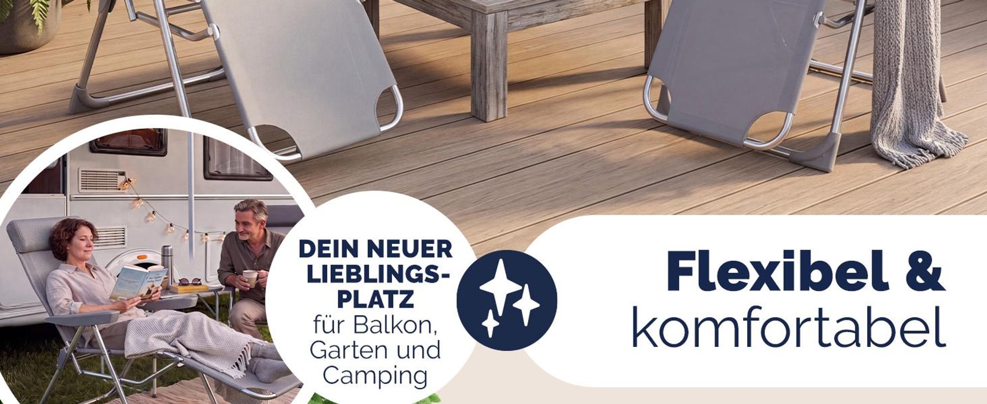 CASARIA® Gartenstuhl mit Fußteil 2er Set 6fach Verstellbar Liegefunktion Alu Faltbar Klappbar Hohe Rückenlehne Campingstuhl Klappstuhl Hochlehner Grau