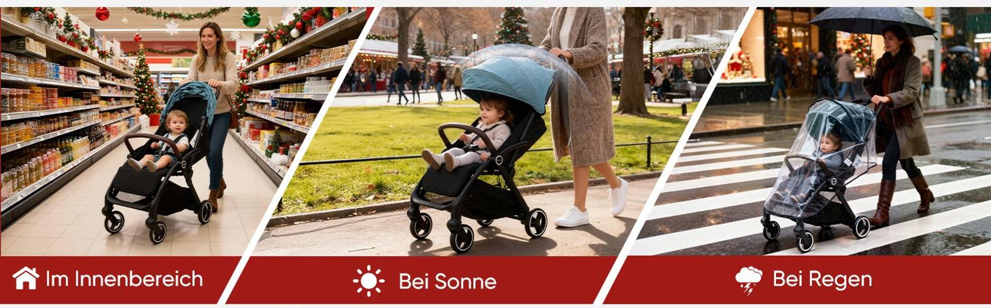 Sekey Kinder Buggy Reise Kinderwagen bis 22 kg verstellbare Rückenlehne, Regenschutz und Sichtfenster, Einhand-Faltmechanismus, Schwarz und Blau