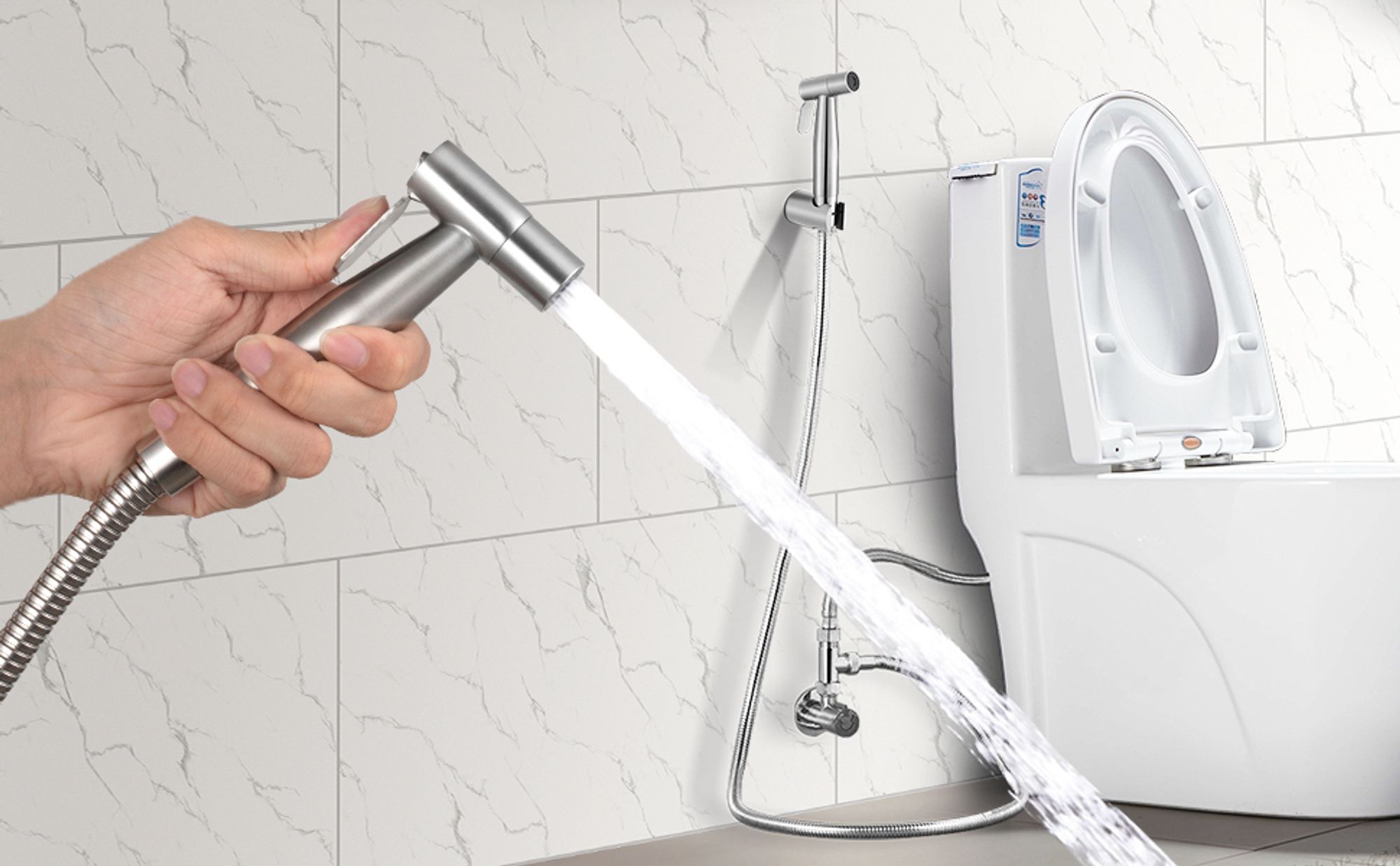 Hygienische Bidet-Dusche Fürs WC – Edelstahl-Schlauch Bis 2 M, Druckregler, Einfache Montage Ohne Bohren