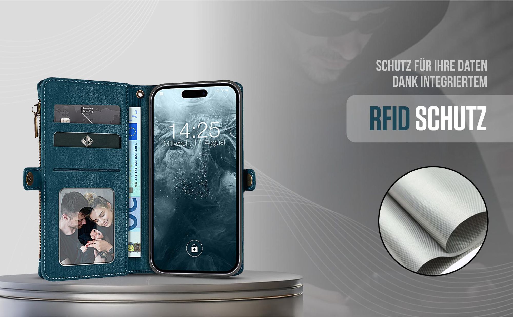 Geldbörse Handycase für Apple iPhone 17 Pro Max mit Karten- und Geldfächern