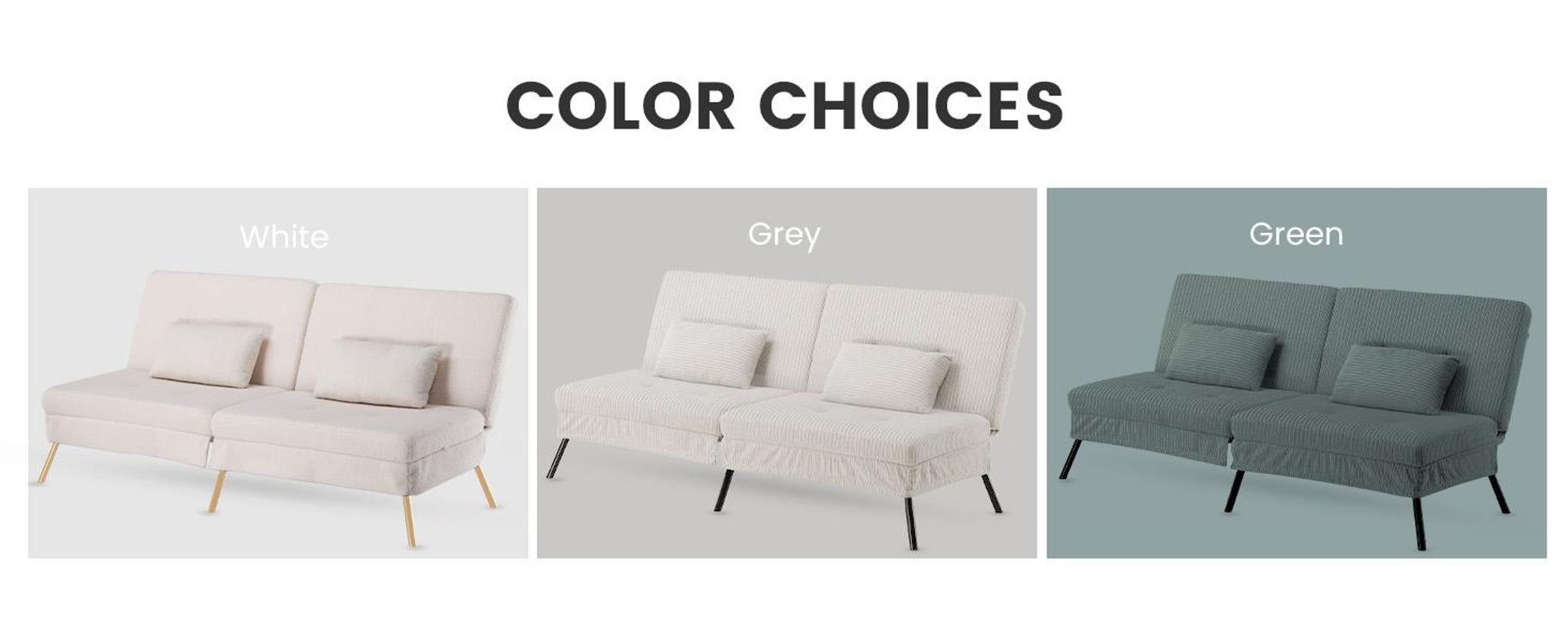 COMHOMA rozkladacia pohovka s funkciou spania, rozkladacia pohovka, rozkladacia pohovka, rohová pohovka, gauč pre hostí, 3-miestna pohovka, s nastaviteľným operadlom z manšestrovej tkaniny