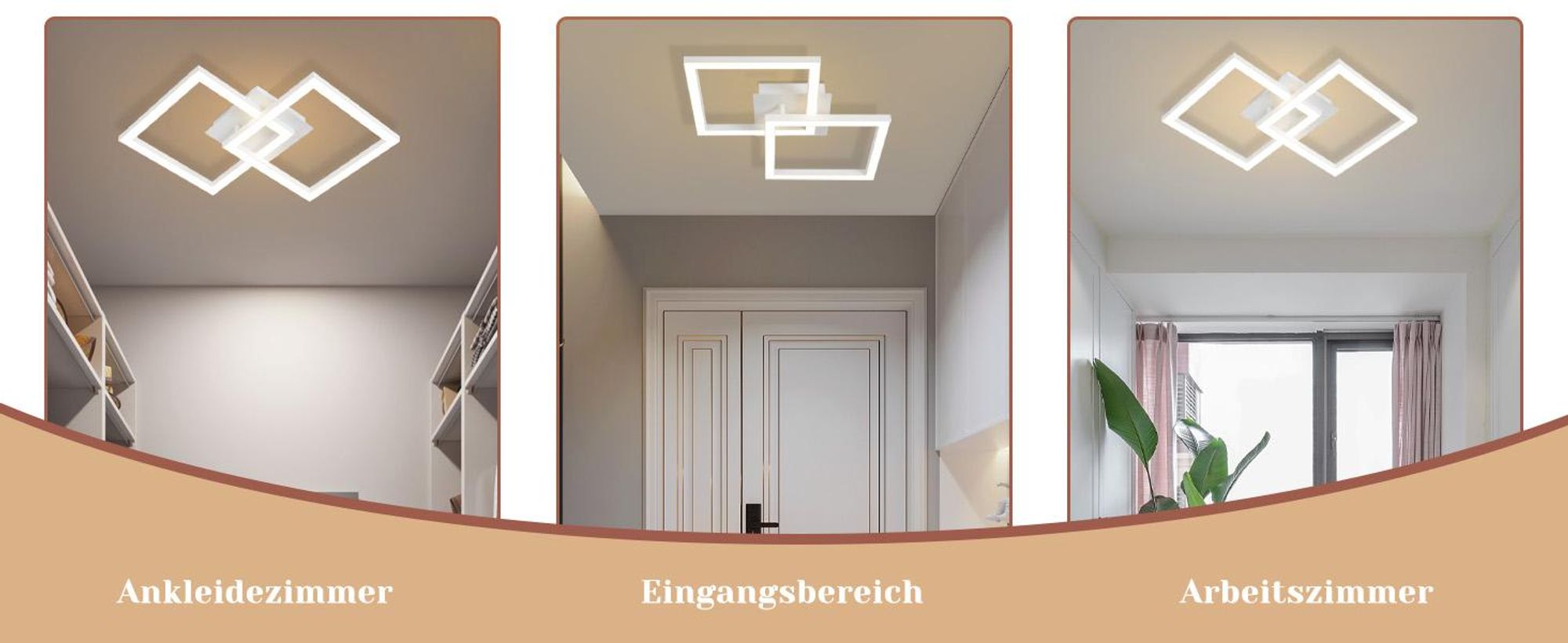 ZMH Deckenlampe LED Deckenleuchte Modern Küchenlampe 24W Flurlampe 3000K Schlafzimmerlampe Deckenbeleuchtung Eckig Weiß für Wohnzimmer Flur