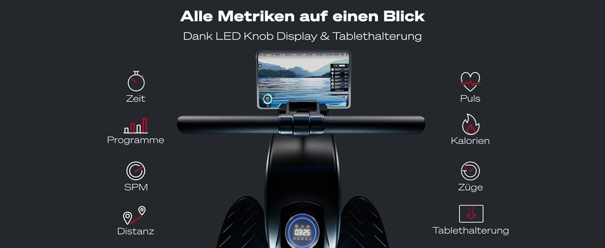 Sportstech PROwer_BL Rudergerät für Zuhause