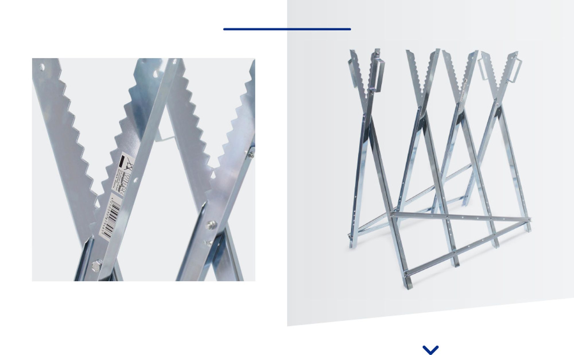 Wiltec Sägebock verzinkt klappbar, 80x80x79 cm, mit 4 Haltern, Haltegriffen und Zahnung, Holzschneidebock als Sägehilfe, bis 150 kg