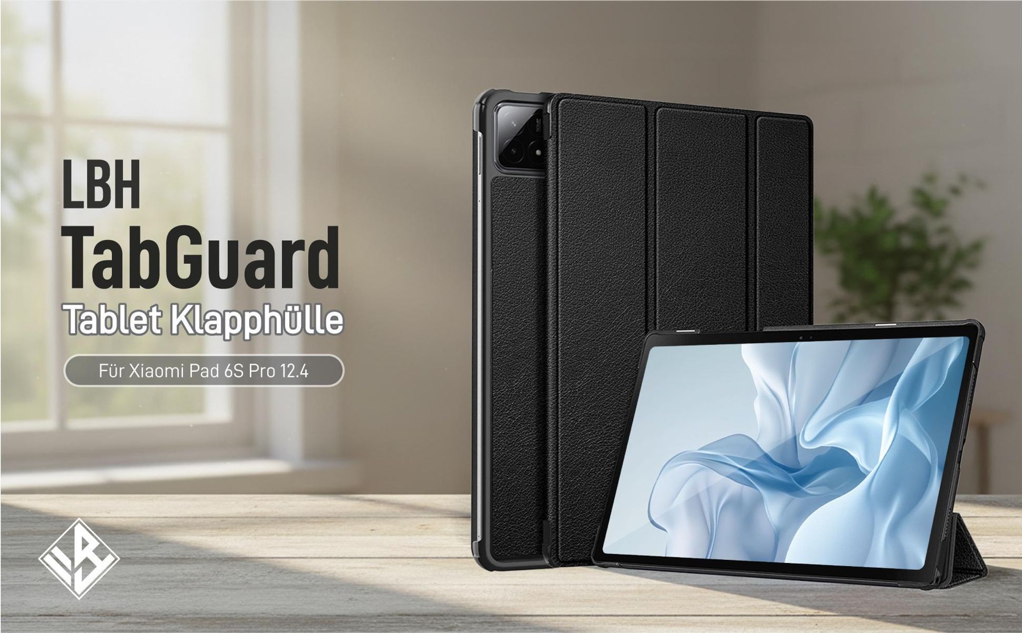 Hochwertige Klapphülle für Xiaomi Pad 6S Pro 12.4 mit Mikrofaser-Inlay