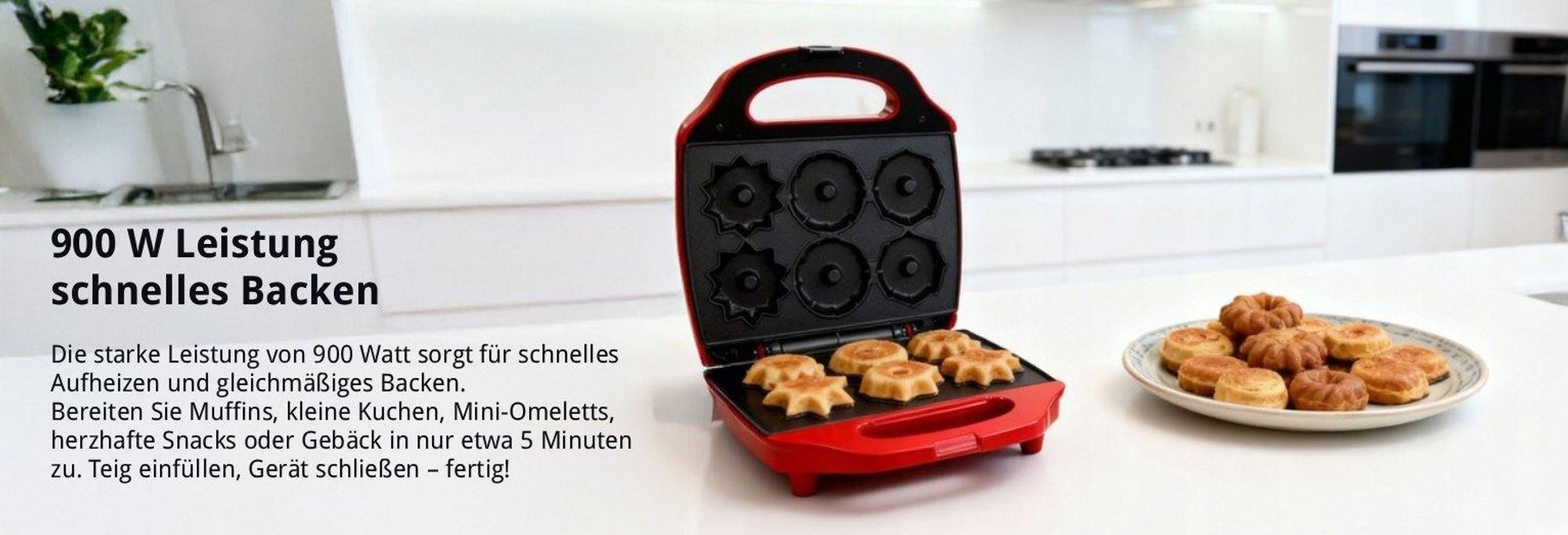 Kalorik Guglhupfbäcker Traditionsformen, 3 Formen für leckere Törtchen, 900 W, Rot, TKG CKM 1007 RD