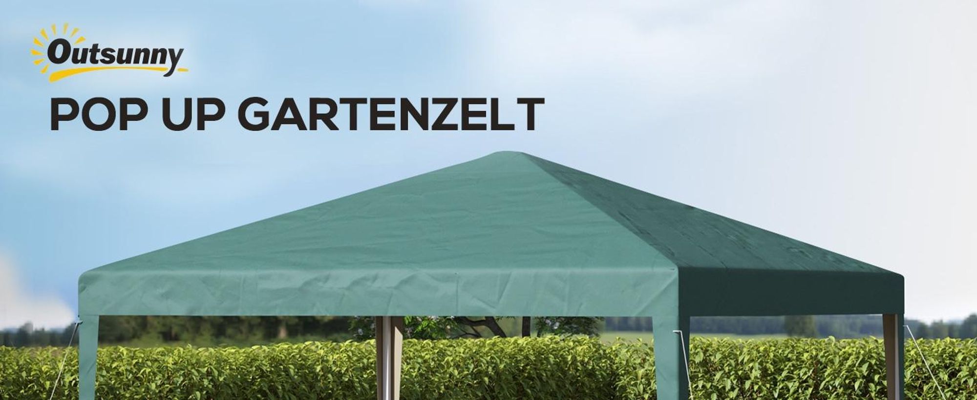 Outsunny Pavillon faltbar  2,95 x 2,95 m Pop-Up Faltpavillon UV-Schutz Grün