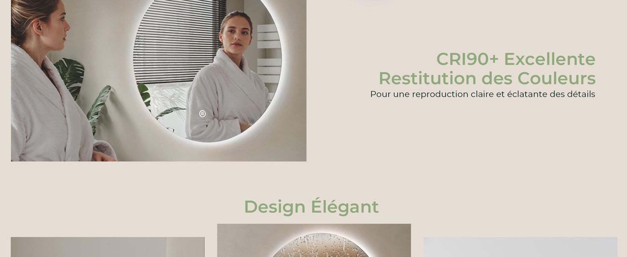 S'AFIELINA miroir de salle de bain LED rond miroir de salle de bain mural avec interrupteur tactile,blanc froid 6500K 60 cm