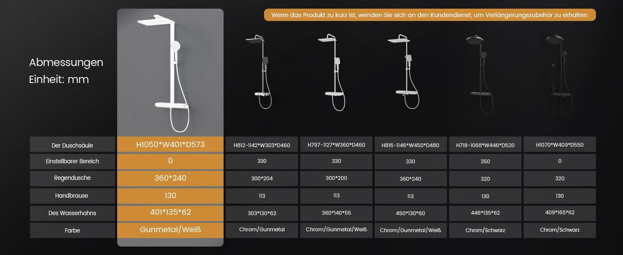 EMKE Duschsystem mit Thermostat, 36x24cm Regenduschkopf, Regendusche mit Glasablage, Handbrause mit 4 Strahlstärken, Bad- & Duscharmaturen, Weiß Matt