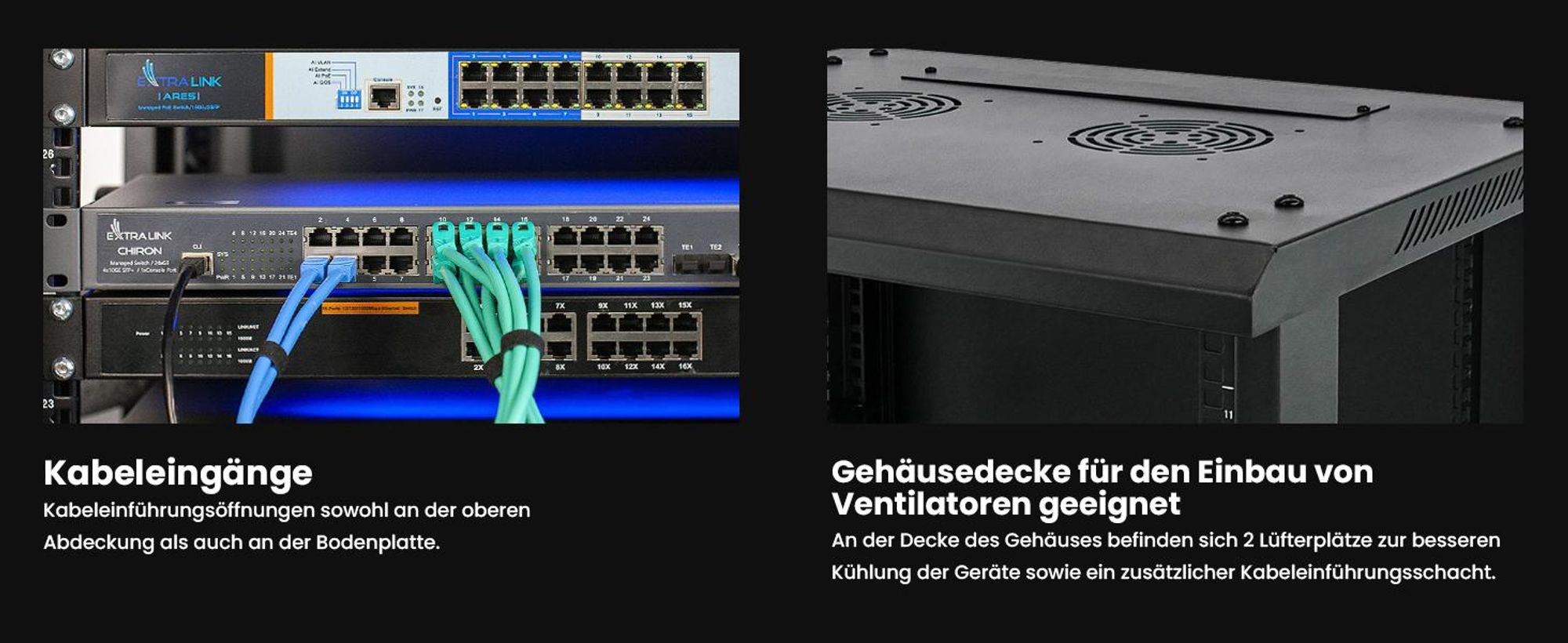 Extralink 19" Netzwerkschrank Serverschrank Stehend 22HE 600x600 Schwarz