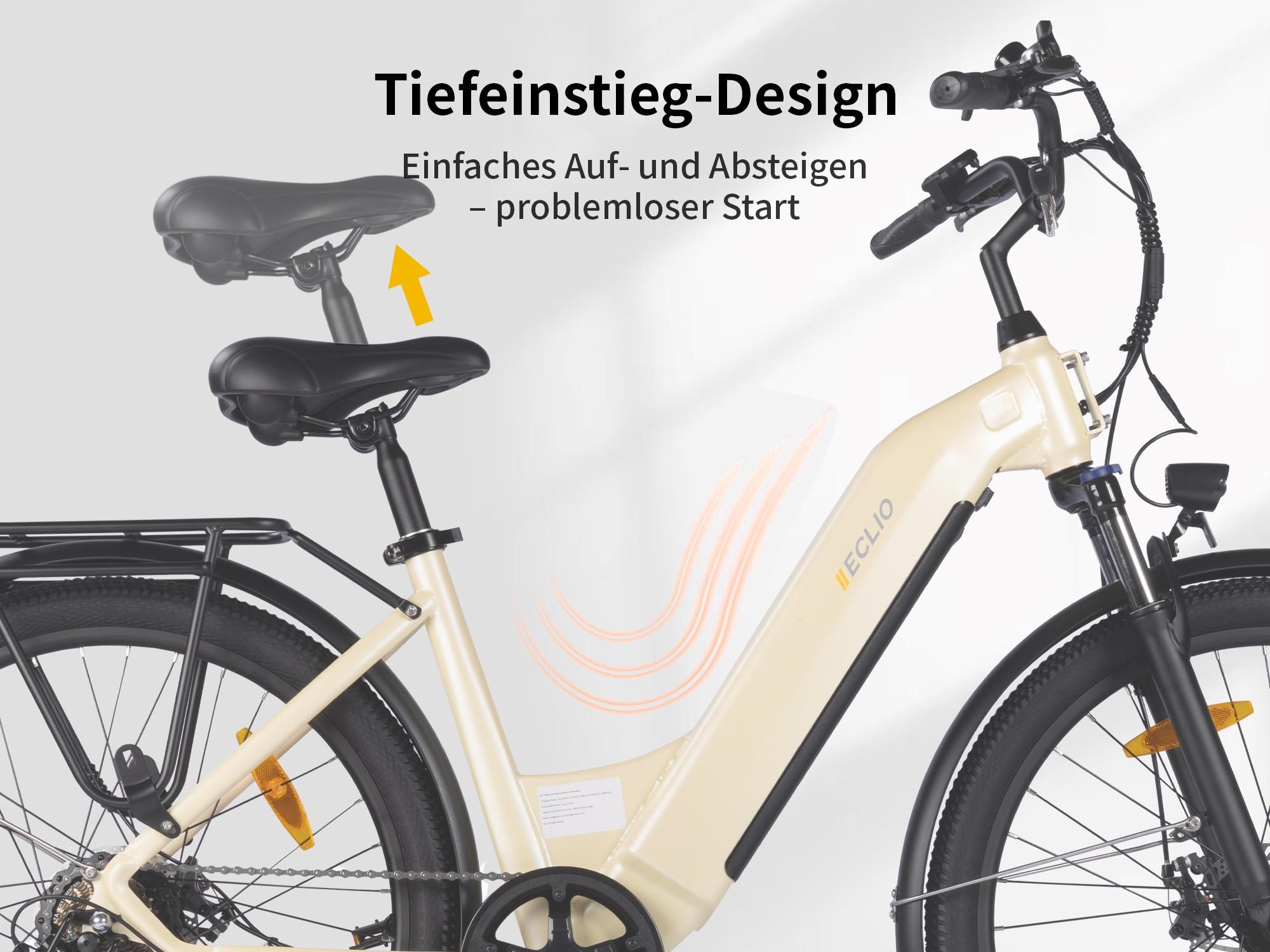 Otium3 E-Bike Elektrofahrrad 26 Zoll Citybike Tiefeinsteiger Damen Herren, 36V 18,2Ah Akku, 120 km, 250W, 25 km/h, Shimano 7-Gang, Scheibenbremsen