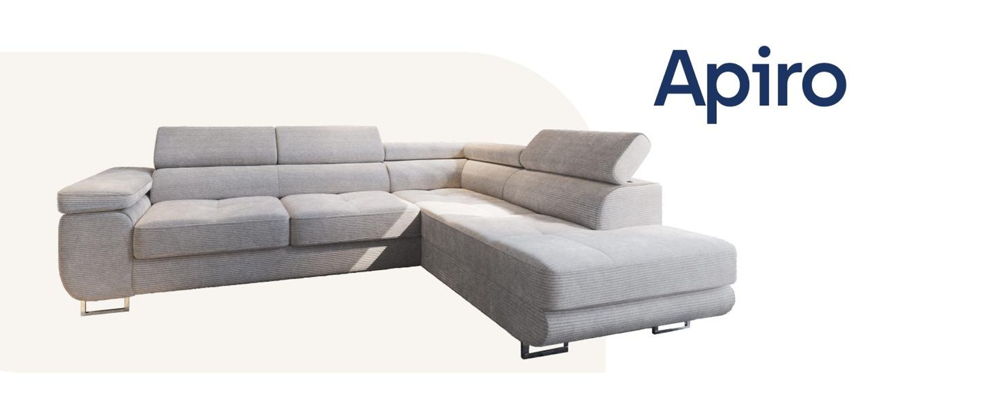Ecksofa APIRO R-S mit Schlaffunktion und Bettkasten