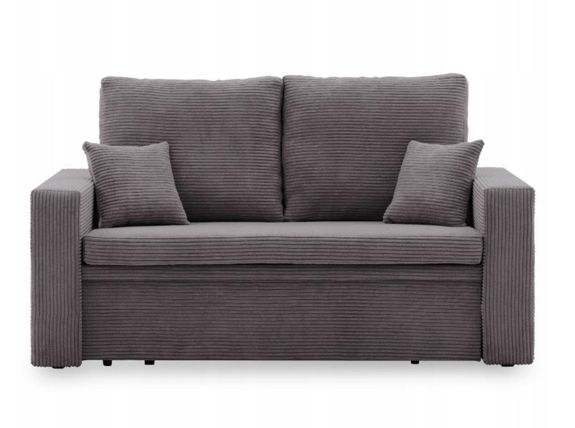 Sofa AIKIDO 150x85 - mit schlaffunktion - Farben zur Auswahl - modernen Sofa - mit Bettkasten - Moderner Cordstoff - Stoff POSO 022 Dunkelgrau