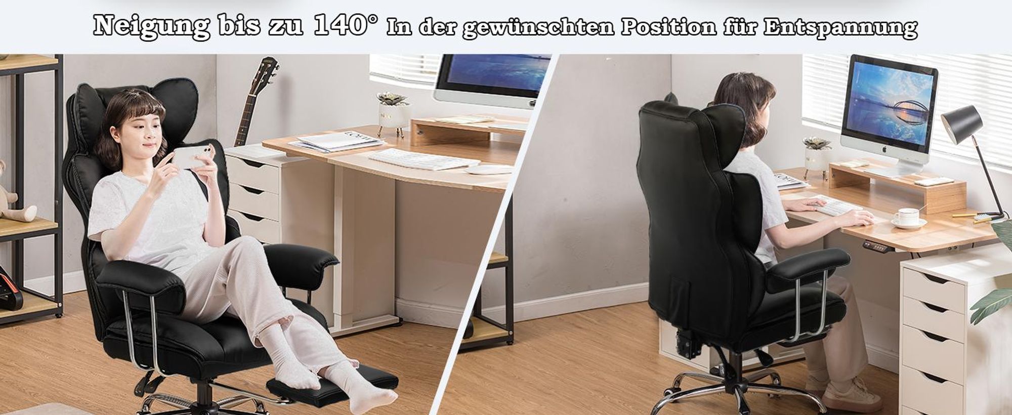 GTPLAYER Gaming Stuhl, Gamer Stuhl, Ergonomischer Bürostuhl mit Fußstütze verstellbare Lenden und Kopfkissen, Gaming Chair Gepolstert, Gaming Sessel