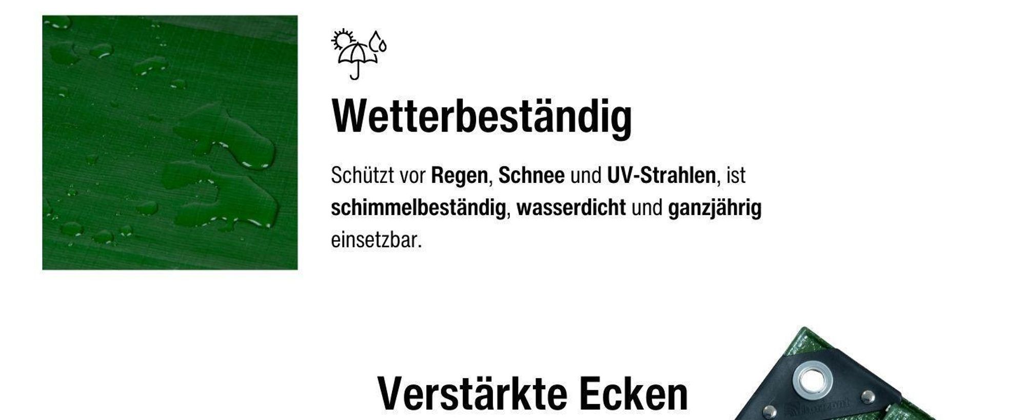 horizont Universal Abdeckplane | 8x10 m | 260 g/m² – wasserdicht, UV-stabilisiert, mit Ösen, für Außenbereich