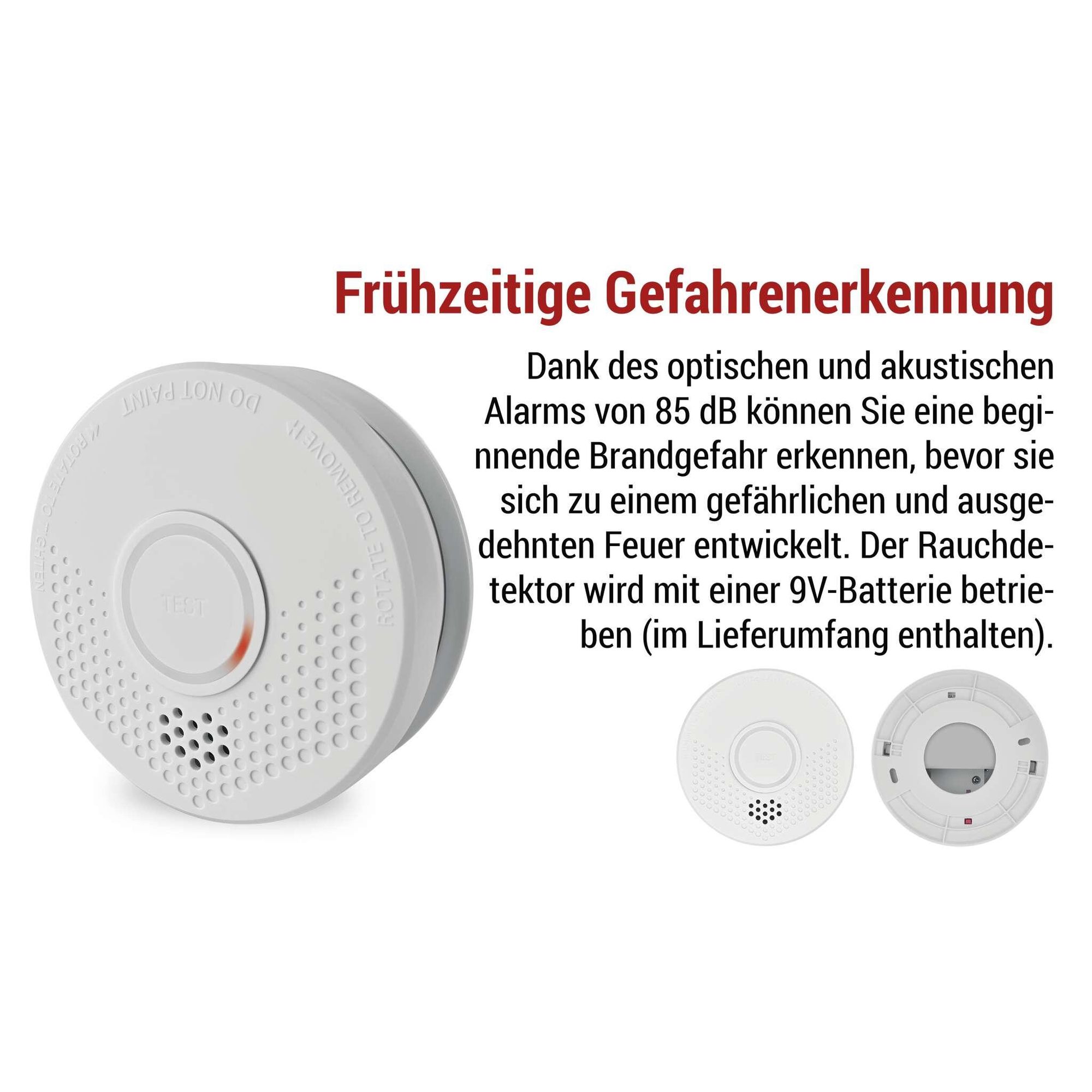 EMOS Rauchmelder zur Decken- und Wandmontage, Akustische Signalisation 85dB, optische LED Warnmeldung, 10 Jahre Lebensdauer, inkl. Batterie, P56503X