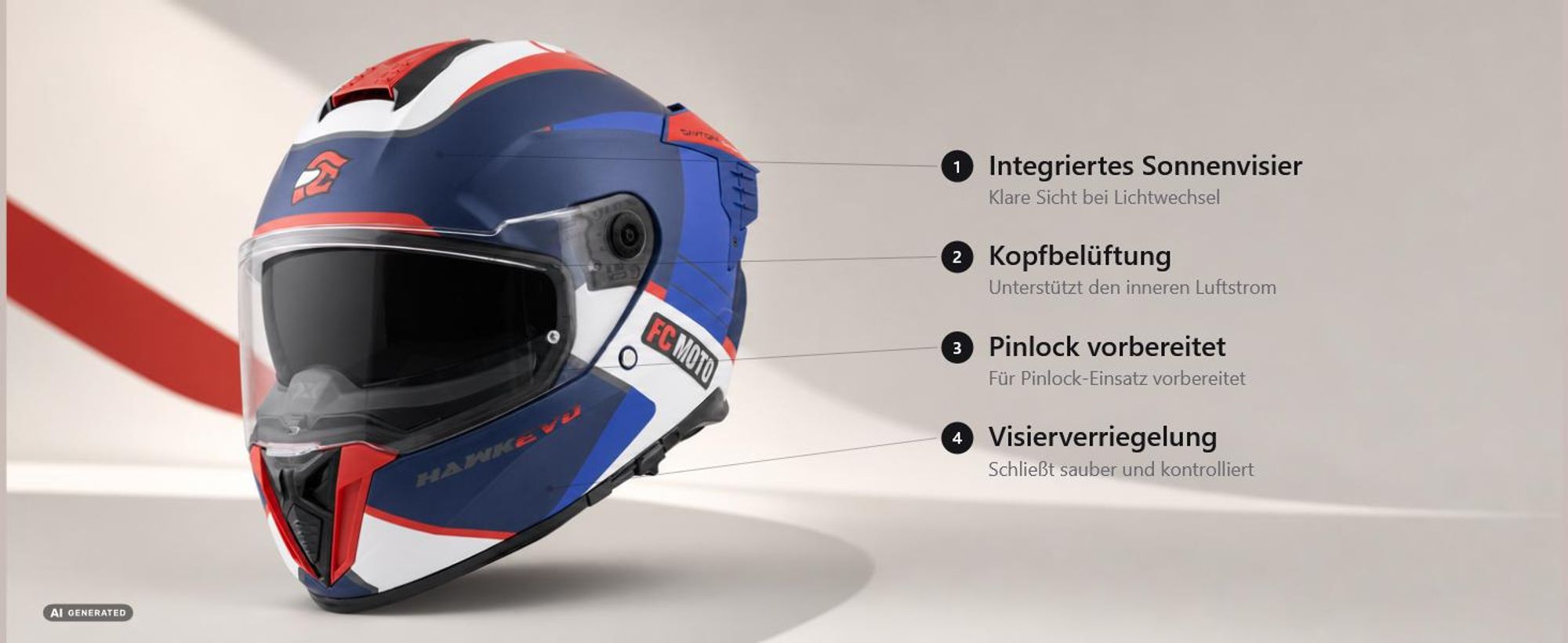 FC-Moto Hawk EVO-X Helm, schwarz matt/grün/weiß, L