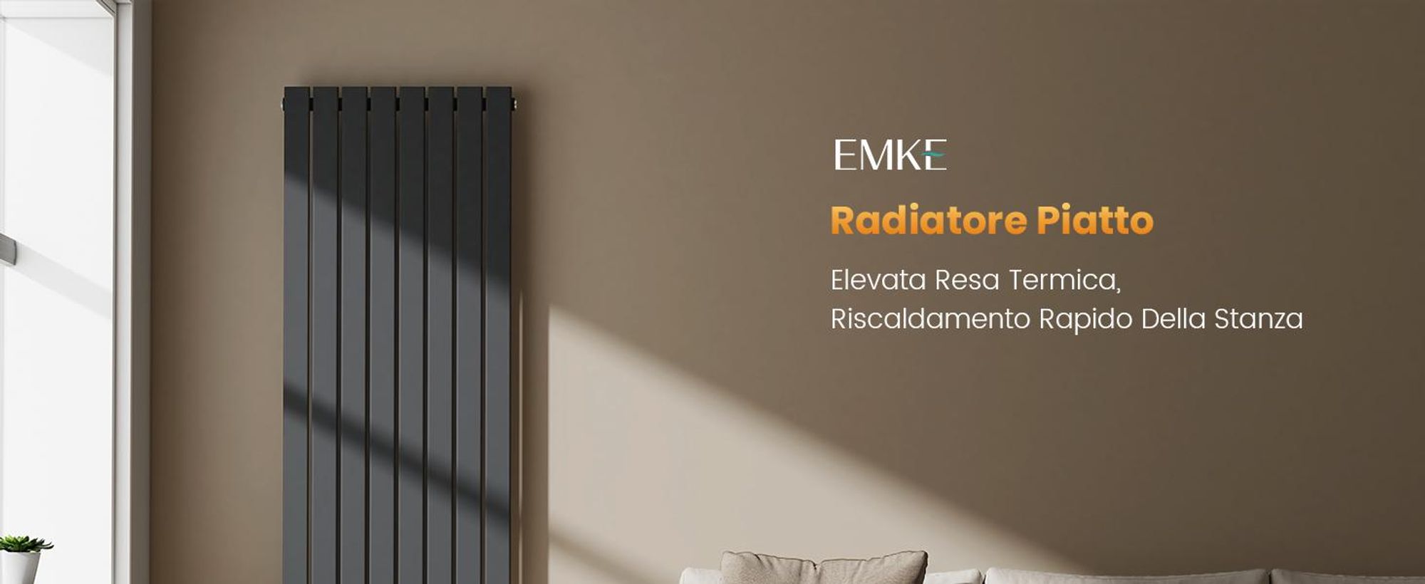 Radiatore EMKE Radiatore a pannello verticale di design 1600x460 mm antracite Monostrato piatto Attacco centrale Riscaldamento Acciaio SPCC, 751 W senza resistenza elettrica