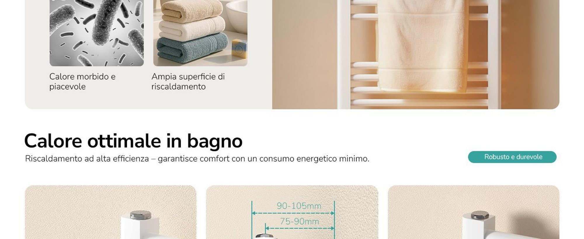 EMKE Radiatore da bagno Asciugamano Scaldasalviette 50x160cm 654 Watt Bianco Radiatore da bagno Attacco centrale senza elemento riscaldante