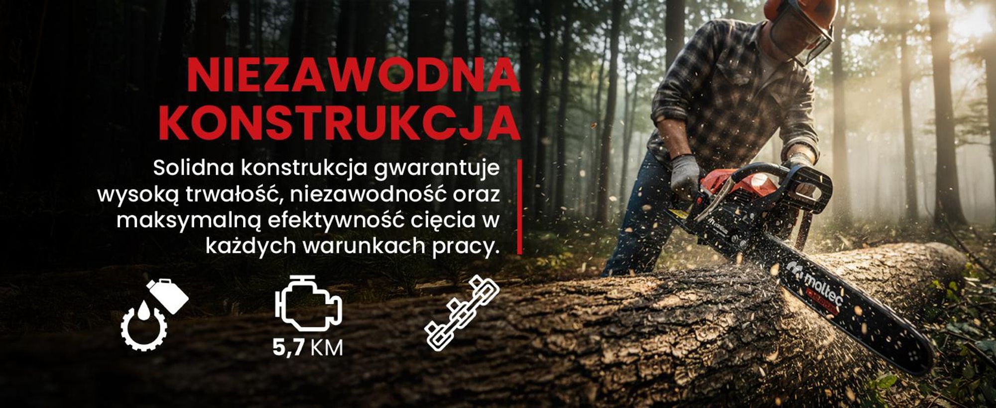 Piła Łańcuchowa Spalinowa Pilarka Prowadnice Olej 5,7km Duży Zestaw Mocna