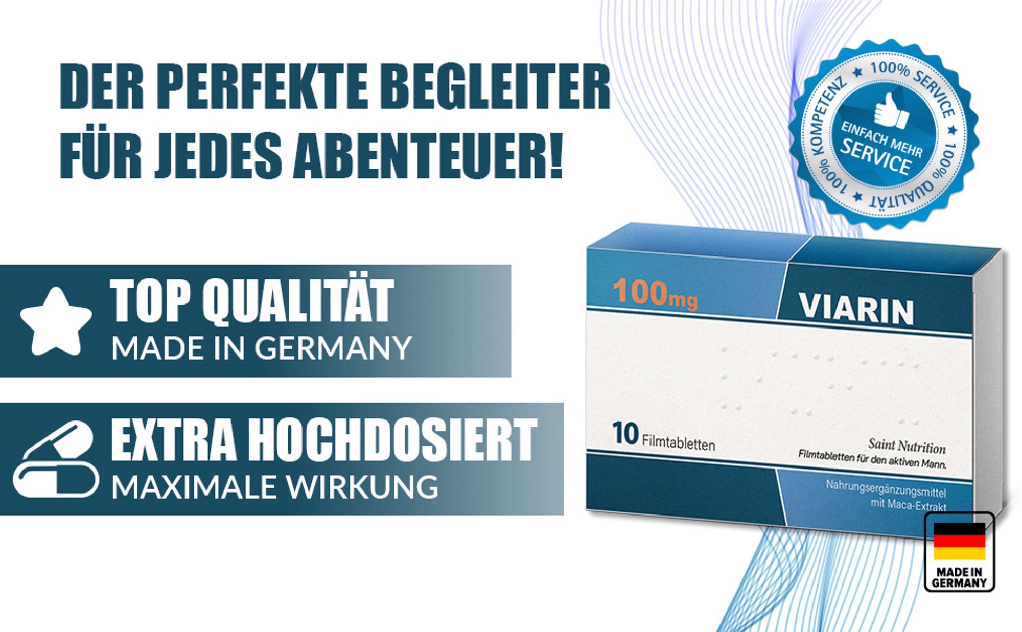 Saint Nutrition® Viarin 100 mg | für Männer – Verzögerung der Ejakulation – mehr Spaß zu zweit – Potenz steigernd – mehr Potenz