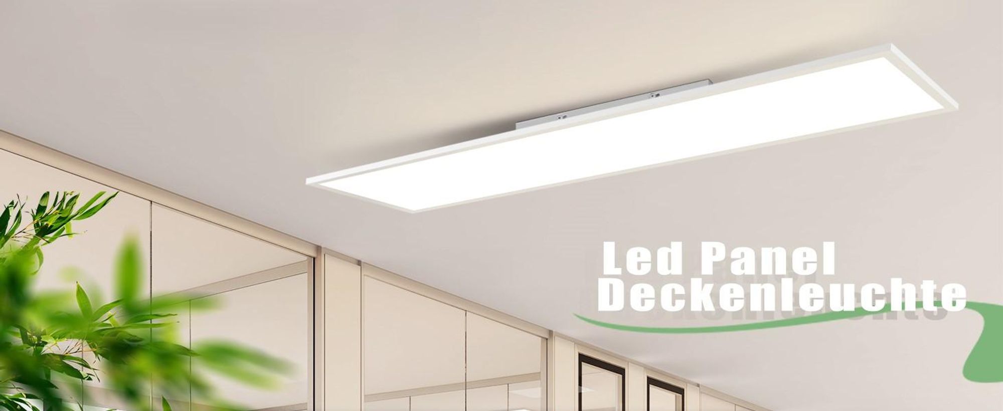 ZMH LED Deckenleuchten 100x25 cm Deckenlampe mit Fernbedienung 24W Panel Dimmbar Flach Wohnzimmerlampe Weiß Büroleuchte für Küche flur Wohnzimmer