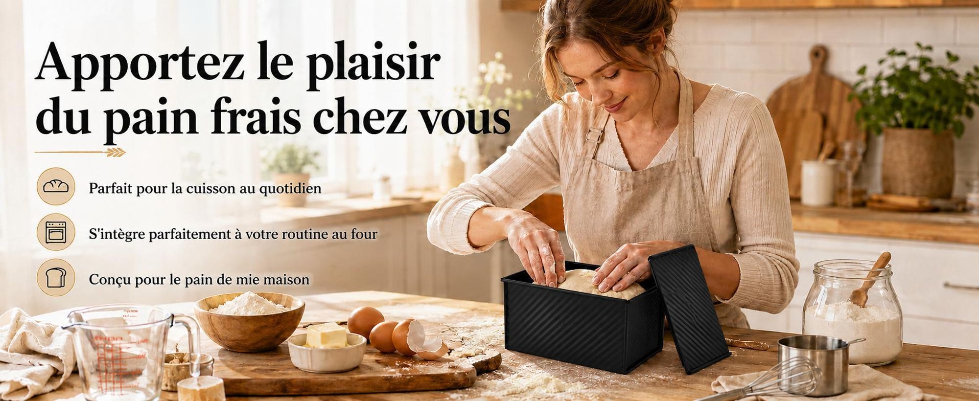 CANDeal Pour 450g de pâte à pain grillé Moule à pâtisserie Moule à pain avec couvercle(Noir-Rectangle-Arbre)