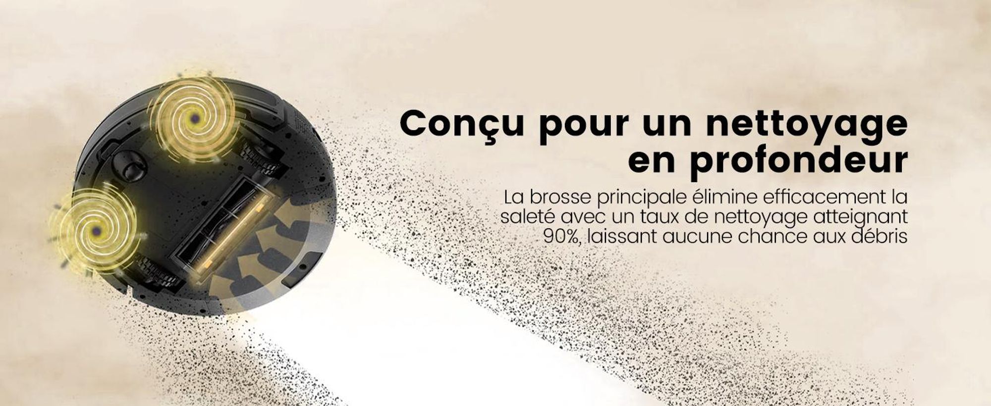 Robot aspirateur AIRROBO G50, puissance d'aspiration de 4 000 Pa,via application, autonomie de 120 minutes, grand bac à poussière de 600 ml, robot aspirateur optimisé pour les tapis et les poils d'animaux