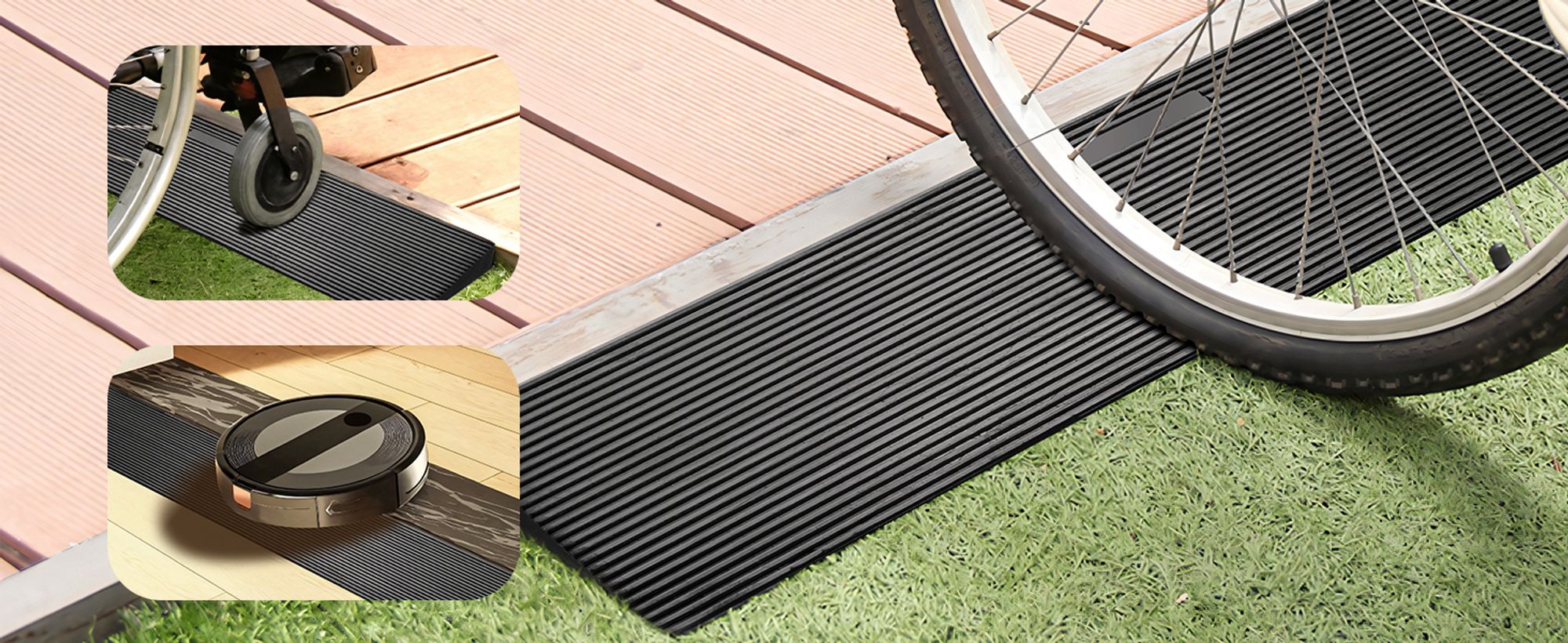 Wiltec Türschwellenrampe bis 50 t, Rollstuhlrampe aus rutschfestem Gummi 900 x 200 x 40 mm, Bordsteinrampe kürzbar für Rollstuhl & Rollator, Rampe für Türen und Badezimmer